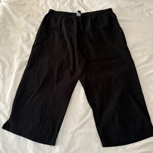 Focus Casual Life XL Black Cropped Cargo Waffle Weave Wide Leg Pant Lagenlook